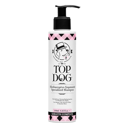 Dog Shampoo specialized for long and damaged coat "Keratin Complex". Brand: Top Dog