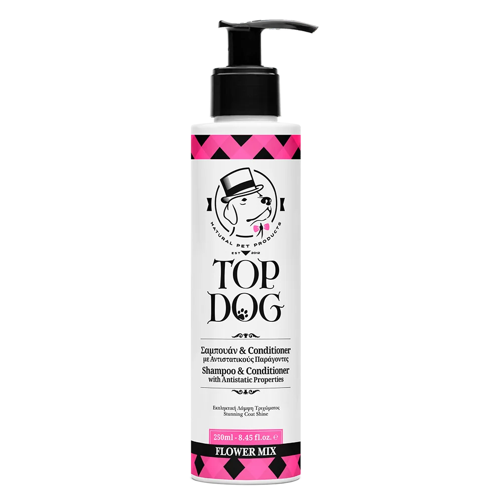 Dog shampoo and conditioner for Shiny Coat "Flower Mix". Brand: Top Dog